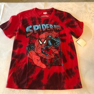 Marvel Boys Size L Red Tie-Dye T-Shirt Spider-Man Graphic Tee NWT Short Sleeves